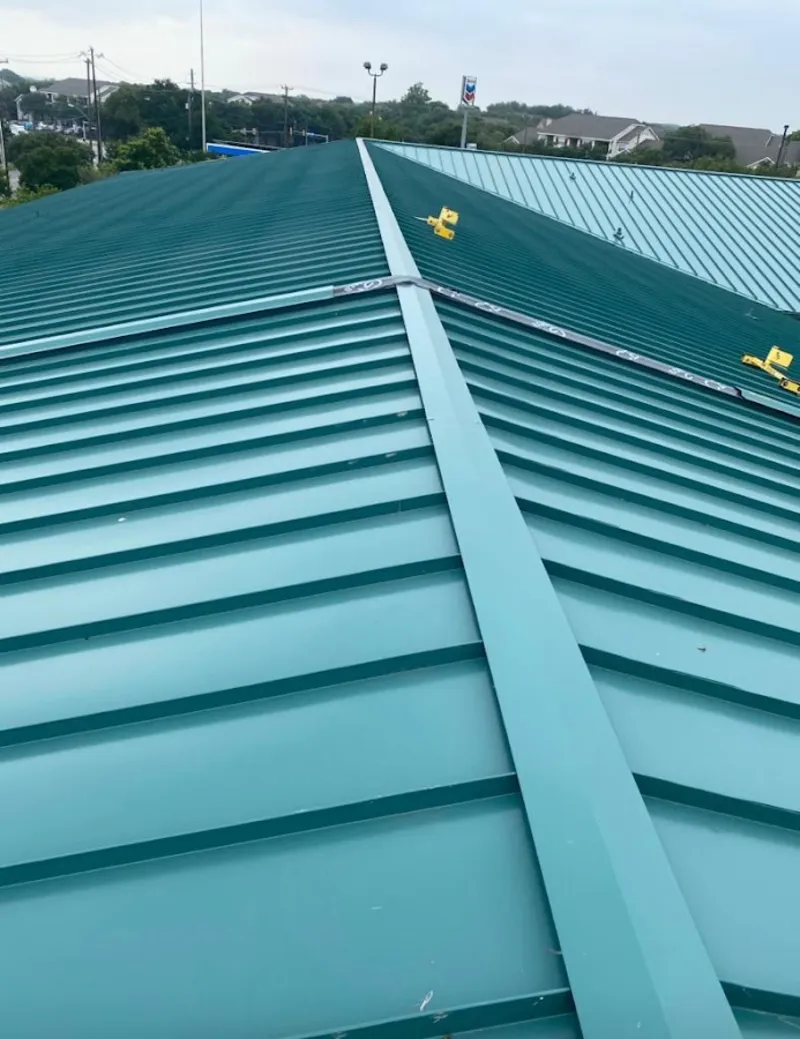 Green commercial metal roof ridge and valley for Metal Roof Repair in Blacklick Estates